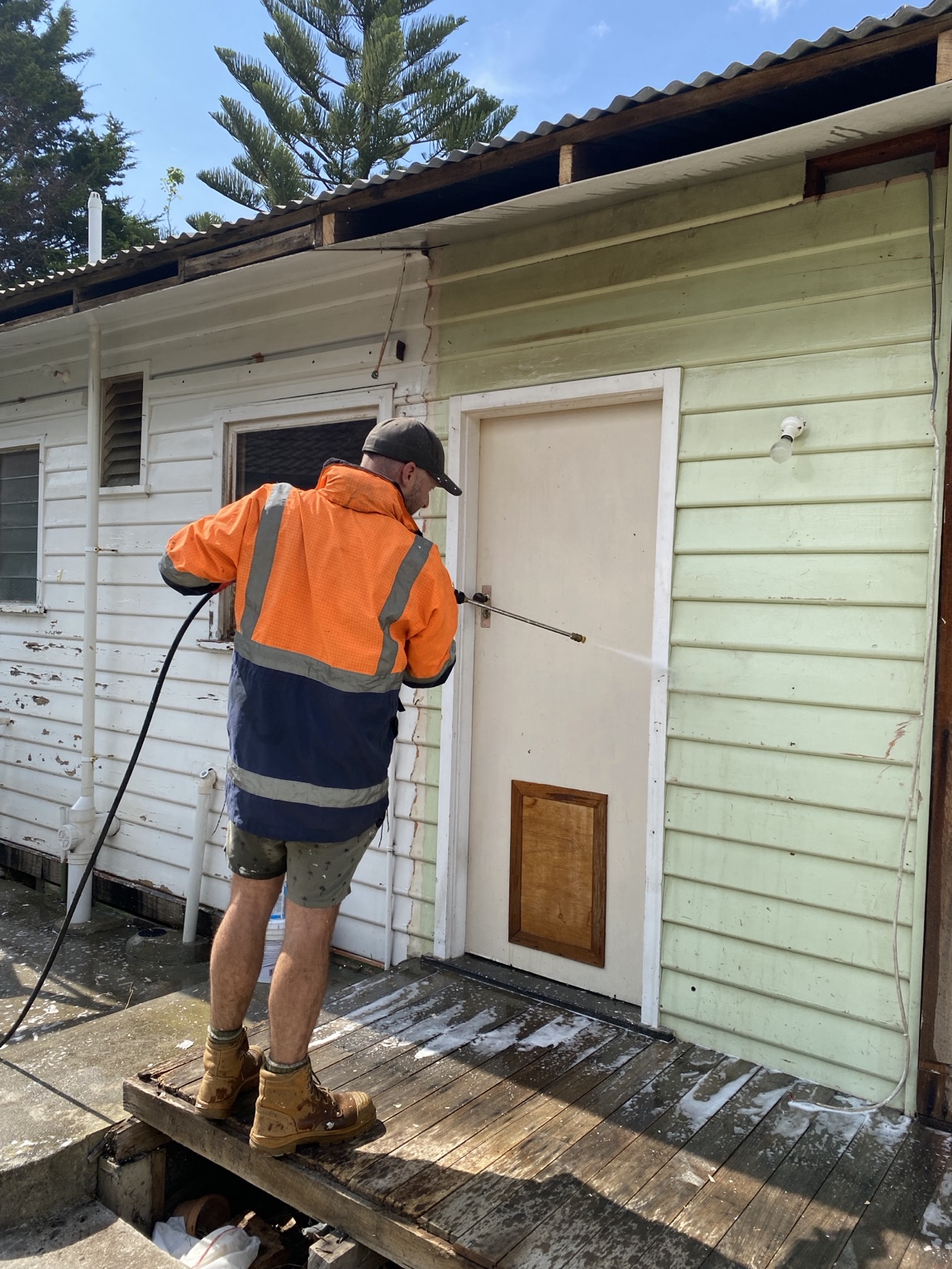 Bluewater exterior cleaning work in progress in Werribee, Victoria — Bluewater Pressure Washing