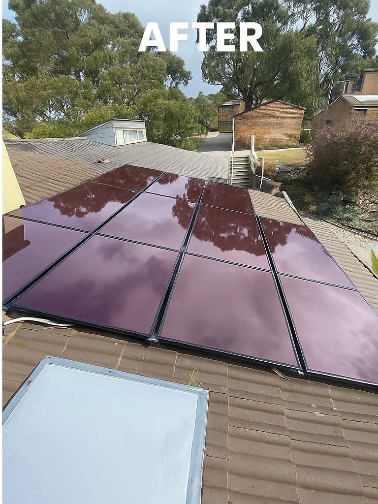 The same solar array clean and clear after a panel clean in Cumberland Village in Wheelers Hill, Victoria — Bluewater Pressure Washing